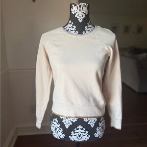 Madewell Cream and Purple Trim Sweater